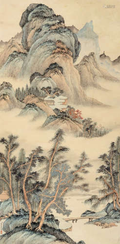 钱维乔(1739-1806)青绿山水 设色纸本 立轴