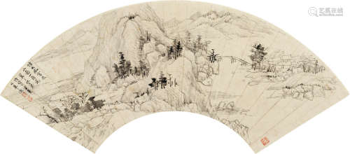 毕涵(1732-1807)山水 1794年作 水墨纸本 扇面