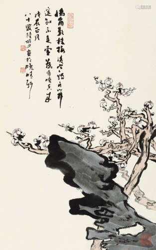 陆俨少(1909-1993)咏梅 1988年作 设色纸本 立轴