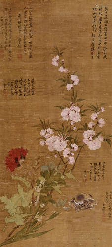 陆治(1496-1576)花卉 设色绢本 立轴