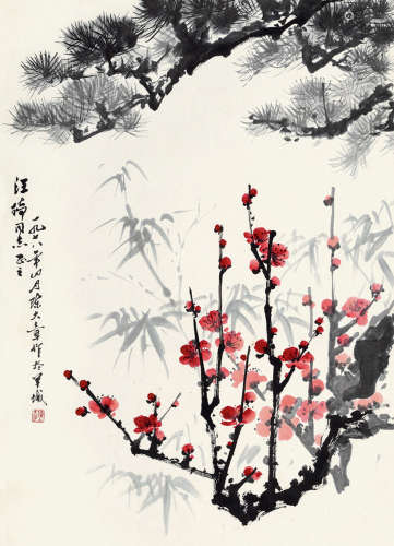 陈大章(1930-2015)岁寒三友图 1978年作 设色纸本 立轴