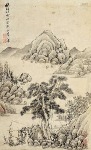 董邦达(1696-1769)松荫亭子 水墨纸本 屏轴