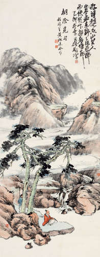 程璋(1869-1938）黄山寿(1855-1919)桐阴觅句 设色纸本 立轴