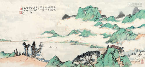 承名世(1918-2001)青绿山水 1994年作 设色纸本 镜片