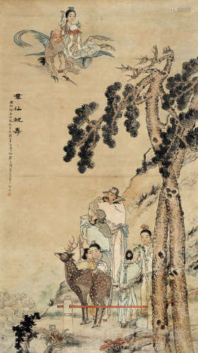钱慧安(1833-1911)群仙祝寿 设色纸本 立轴