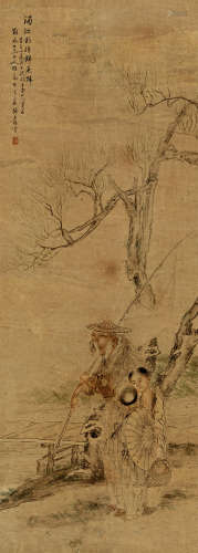 孙基瑞(1866-?)浊江钓得锦鱼归 设色纸本 立轴