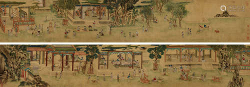 仇英(1498-1552）(款)纺织图 设色绢本 手卷