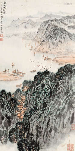 宋玉麟(b.1947)嘉陵江上 1979年作 设色纸本 立轴