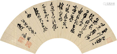 张瑞图(1570-1644)草书 水墨纸本 扇面