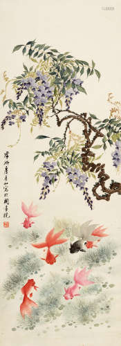 房毅(1889-1979)金鱼 1995年作 设色纸本 镜片