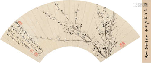 恽寿平(1633-1690)墨梅 水墨纸本 扇面