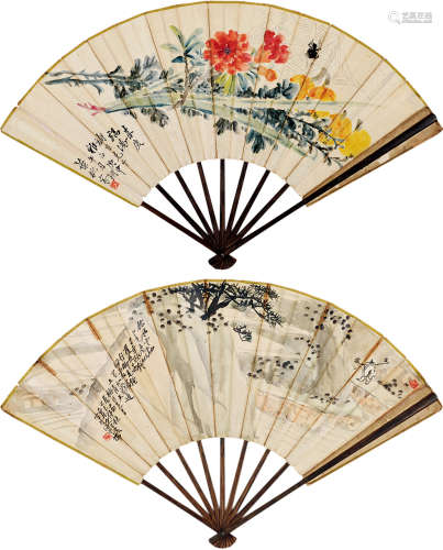 王一亭(1867-1938)山水 叶振家(？-1926) 花卉