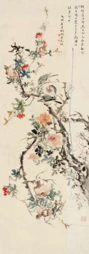 吴芝瑛(1867-1933)花鸟 1915年作 设色纸本 立轴