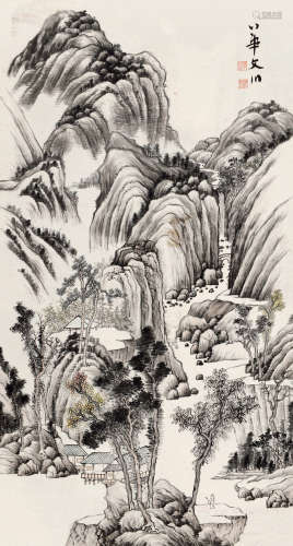华文川(1861-1938)山水 设色纸本 立轴