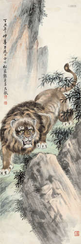 熊松泉(1884-1961)王者雄风 1937年作 设色纸本 立轴