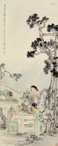 沈心海(1855-1941)月宫图 1895年作 设色纸本 屏轴