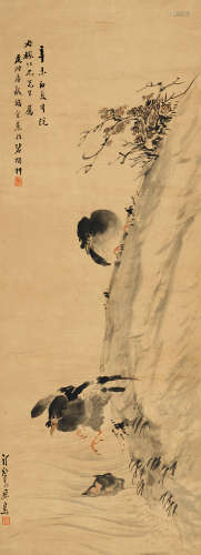 房毅(1889-1979）胡汀鹭(1884-1943)花鸟 1931年作 设色纸本 立轴