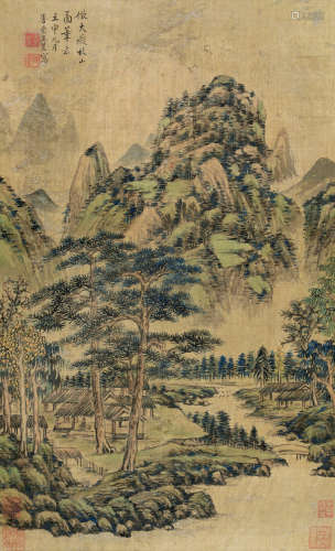 王昱(1714-1748)秋山图 设色绢本 立轴