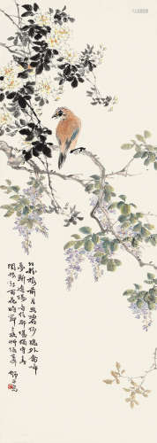 王师子(1885-1950)花鸟 设色纸本 立轴