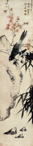 松年(1837-1906)鸣春 设色纸本 立轴