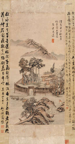 文嘉(1501-1583)山水 设色纸本 立轴