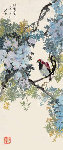 晏少翔(1914-2014)花鸟 1956年作 设色纸本 立轴