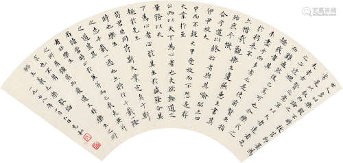 张充和(1914-2015)楷书·《乐毅论》 1978年作 水墨纸本 扇面