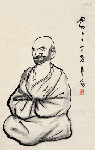 吕凤子(1886-1959)罗汉 水墨纸本 纸片