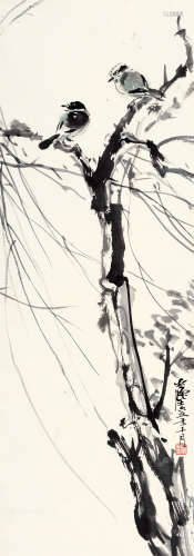汪亚尘(1894-1983)花鸟 1965年作 设色纸本 立轴
