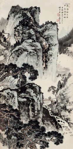 承名世(1918-2001)摩诘诗意图 1979年作 设色纸本 镜片