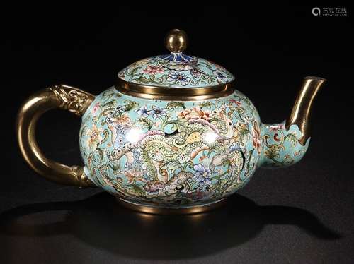 COPPER  CLOISONNE  TEA POT