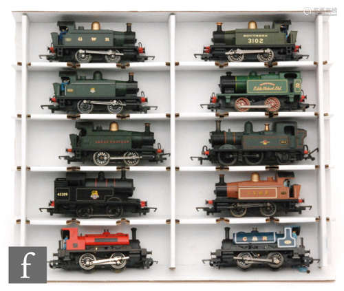 A collection of ten OO gauge Hornby tank locomotives, including 0-4-0T Caledonian Railway 270, 0-4-0T Eddie Stobart 'Monica Pitman' 2, 0-4-0T SR 3102, etc. All unboxed. (10) AMENDMENT: Some boxes have now been added to this lot.