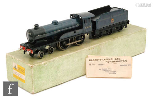 An O gauge Bassett-Lowke 4-4-0 BR blue 'Prince Charles' 62078 clockwork locomotive and tender, boxed with key and original packing note dated 13/12/50.