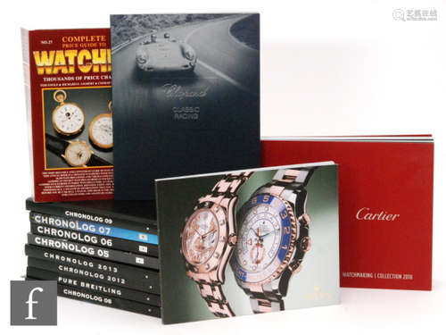 A collection of gentleman's past watch catalogues including Breitling, Patek Phillippe, IWC with a 2007 price guide to watches. (qty)