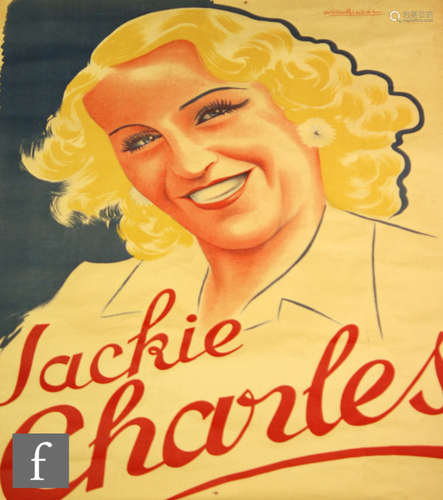 After Jaston Girbal - A 1940s French poster depicting a smiling blonde haired French girl Jacky Charles, 80cm x 59cm, unframed.