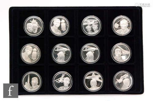 Official Royal Airforce museum - A set of twelve silver proof coins for various flight events (12)