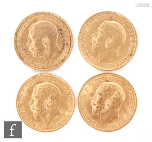 George V - Half sovereigns, 1912 x 2, 1913 and 1914 (4)