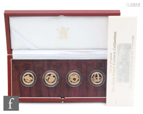 Elizabeth II - A 2003 gold proof pattern one pound four coin set with certificate in presentation case. (4)