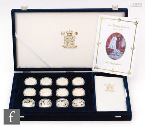 Elizabeth II - Twenty four silver proof cameo inset coins to commemorate the Golden Wedding Anniversary 1947-1997 with certificate and booklet, cased (24)