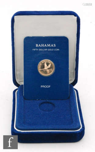 Bahamas - A 1981 fifty dollar gold coin with certificate, cased.