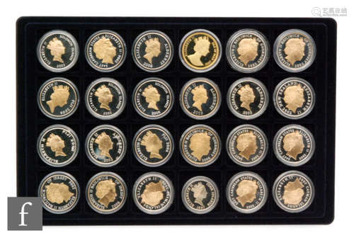 Elizabeth II - Twenty three Channel and Solomon island 2002 to 2006 silver proof coins and a Isle of Man commemorative gilt issue (24)