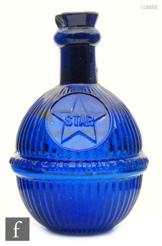 A Harden Star cobalt blue glass fire grenade, unopened, height 18cm