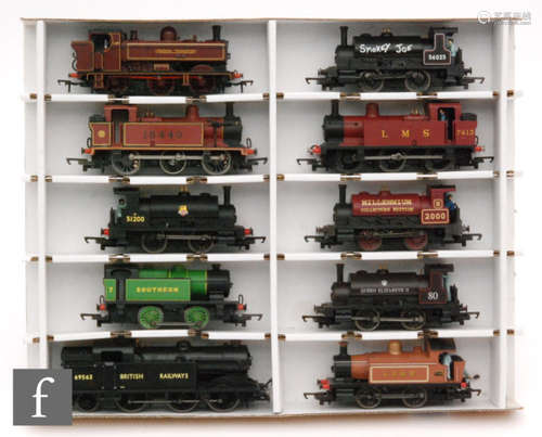 A collection of ten OO gauge tank locomotives by Hornby and Bachmann, including an 0-4-0T Hornby Millennium Collectors Edition '2000', a Hornby 0-4-0T 'Queen Elizabeth II' 80, a Bachmann 0-6-0T London Transport 'L89, etc. Unboxed. (10) AMENDMENT: Some boxes have now been added to this lot.