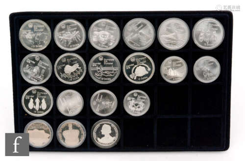 Elizabeth II - Sixteen silver proof ten and five dollar Canadian silver proof coins to commemorate the 1976 Olympics and three other Royal commemorative coins (19)