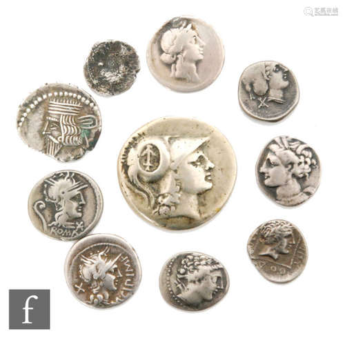 Roman Republic - C.Serveilius 127BC denarius, seven others and a coin or Artabanus II (10)