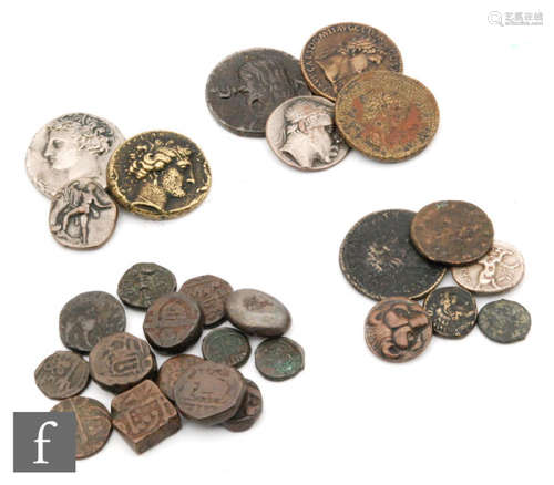 Islamic- Various bronze dynasties and assorted replica Greek coins (qty)