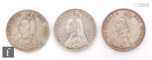 Victoria - Three double florins 1887, 1889 and 1890 (3)