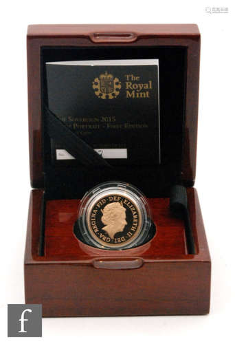 Elizabeth II - A 2015 fifth portrait proof sovereign with certificate, No 1687, cased