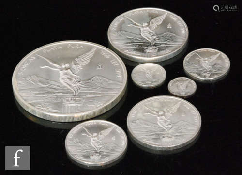 Mexico - A 1996 Plata Pura seven silver coin set 5oz to 1/20oz (7)