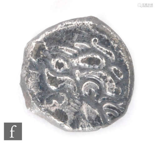 France - Volcae Tectrosages, two Iron Age silver units of Monnaies-a-la-croix type, circa 200-118BC. (2)  Recorded on PAS scheme, disclaimed and returned to finder.